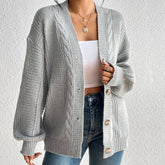 Cardigan simple à boutons en tricot de couleur unie avec motif chanvre
